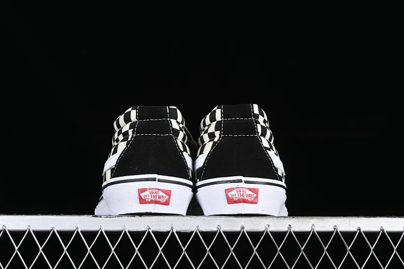 All categories Vans Vans series Vans Mid Vans China Vans Sk8-Mid black and white checkerboard mid-top casual sneakers VN0A391FQXH